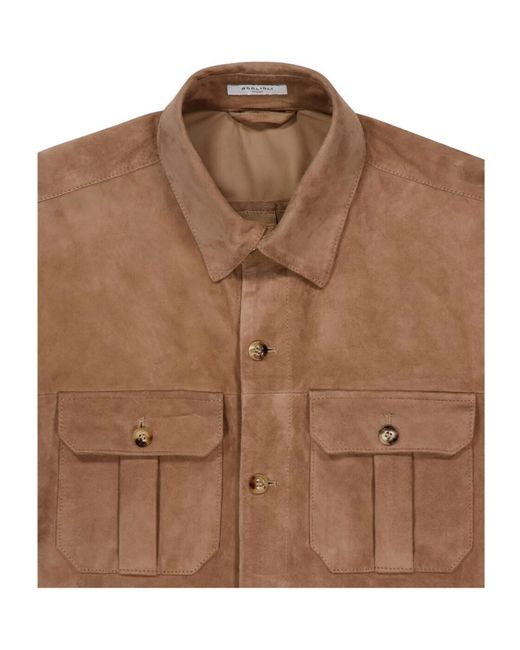 Boglioli Brown Button-Up Overshirt Jacket for men