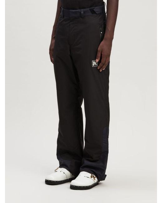 Palm Angels Black Ski Club Logo Patch Padded Ski Bottoms for men