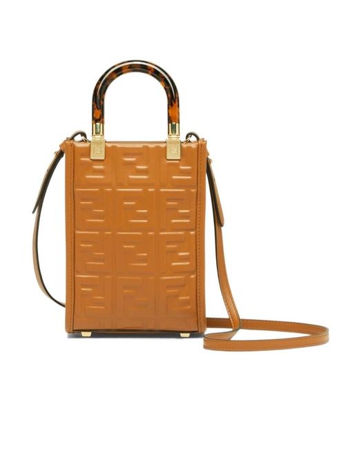 Fendi Brown Leather Mini-Bag With Ff Motif