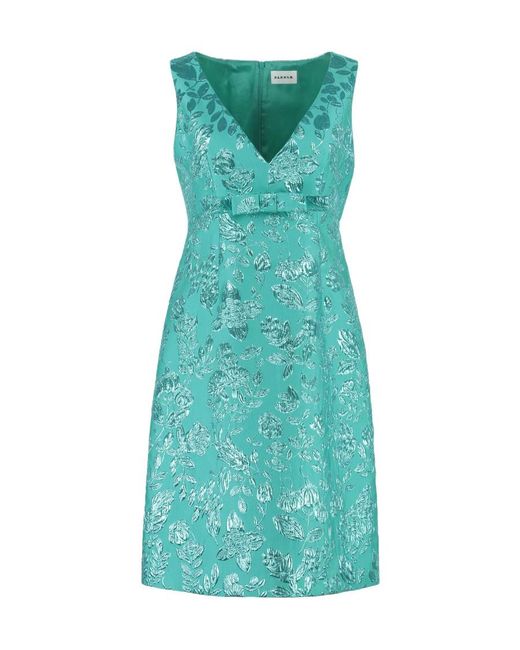 P.A.R.O.S.H. Green Floral-Embroidered Sleeveless Minidress