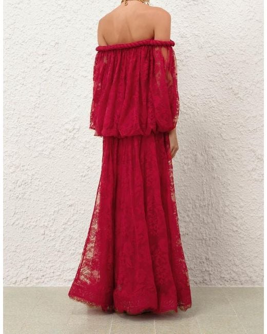 Zimmermann Red Luna Braided Lace Maxi Dress