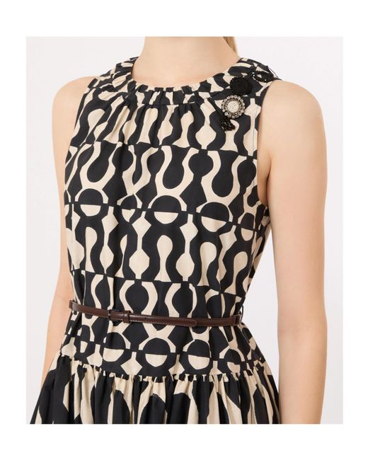 Max Mara White Printed Cotton Poplin Dress