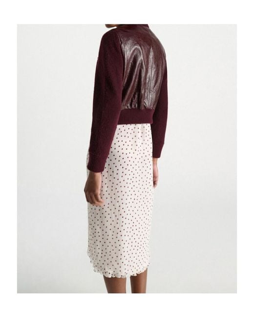 Dorothee Schumacher Brown It's A Match Lambskin-Panelled Knit Jacket