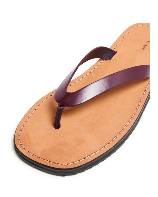 The Row Brown City Leather Thong Sandals