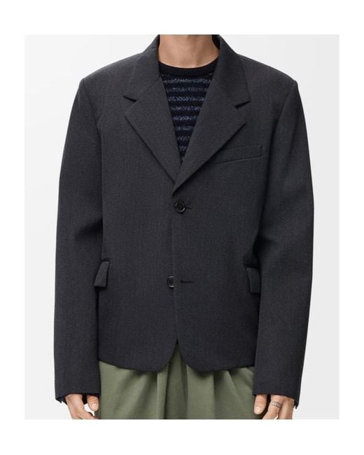 Loewe Blue Single-Breasted Gabardine Jacket for men