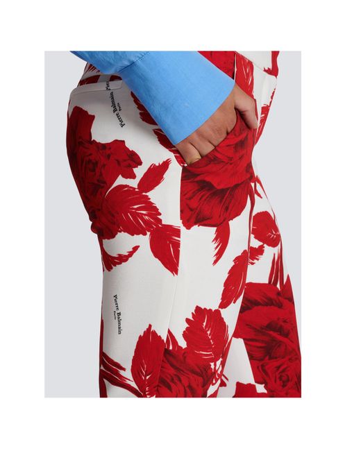 Balmain Rose Printed Flared Pants