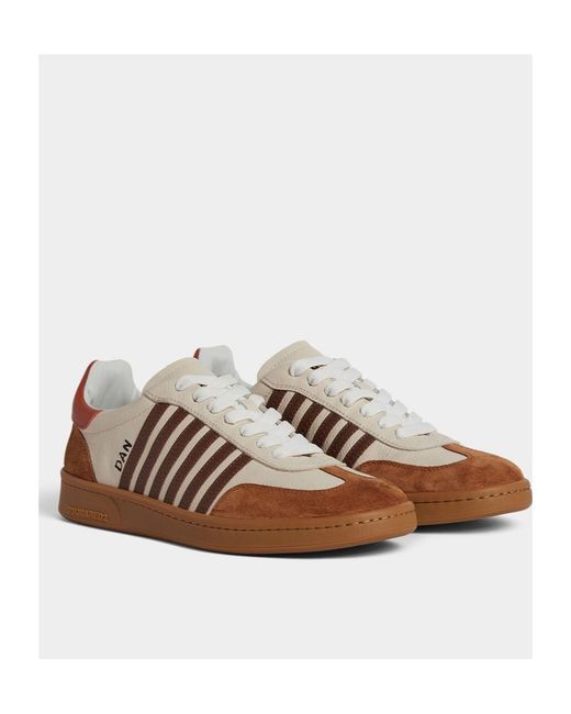 DSquared² Brown Round Toe Low-Top Sneakers for men