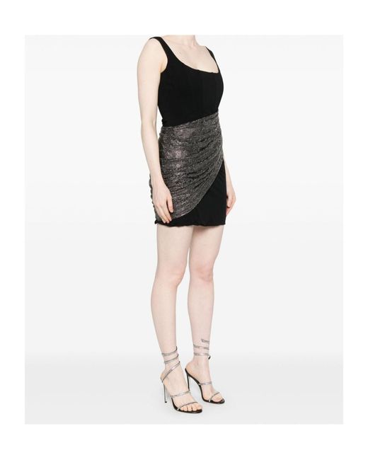 GIUSEPPE DI MORABITO Black Asymmetric Draped Mini Dress