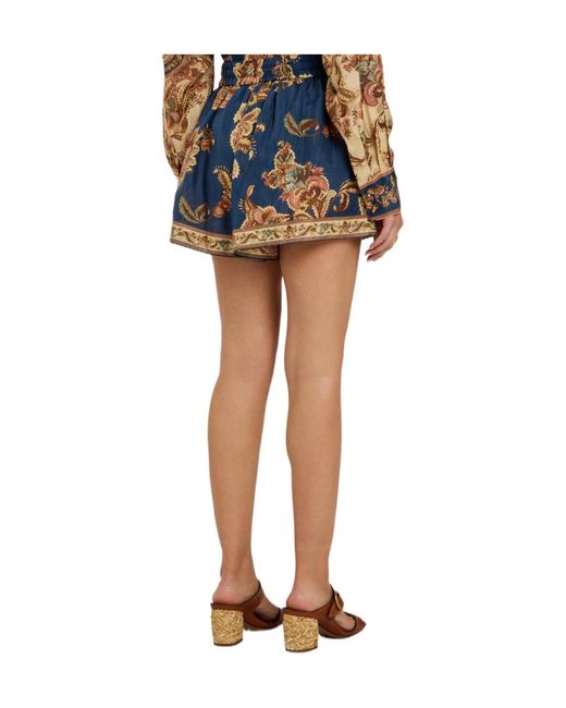 Zimmermann Blue Printed Silk Shorts