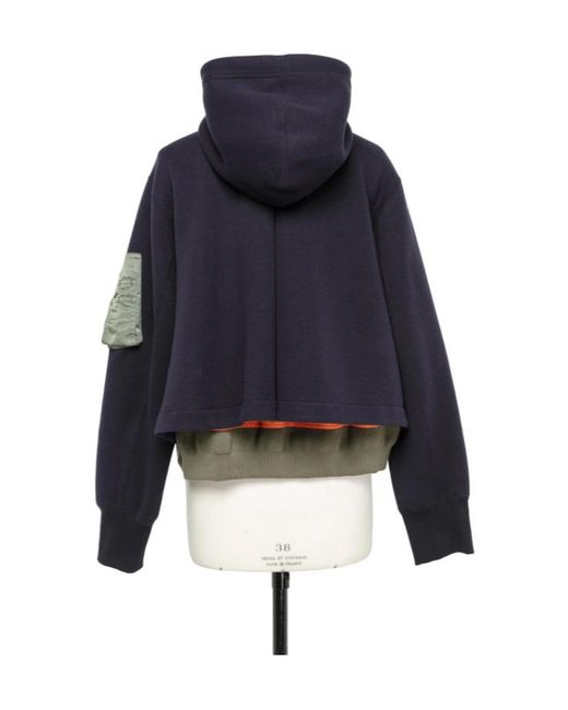 Sacai Blue Sponge Sweat X Nylon Twill Hoodie