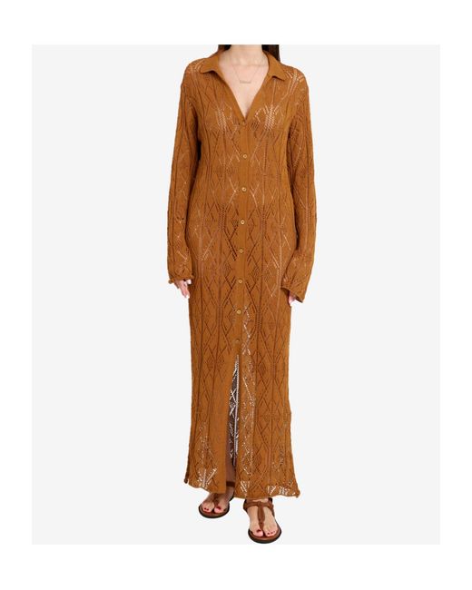 Semicouture Brown Button Long-Sleeved Dress