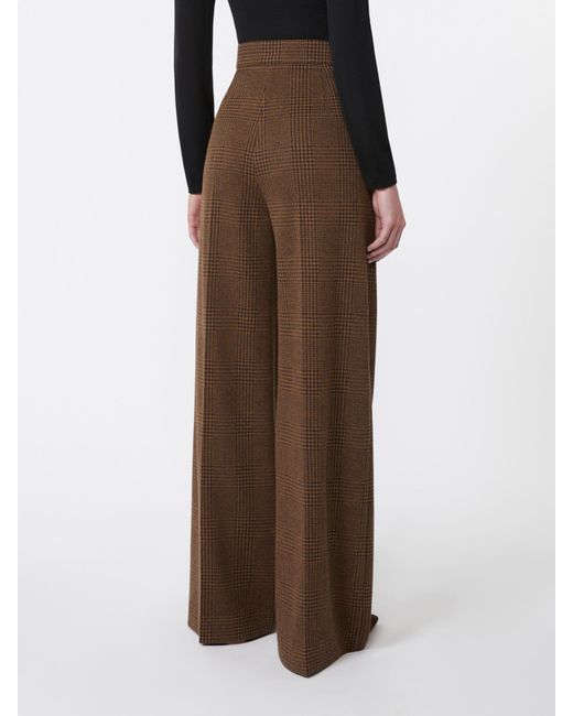 Max Mara Brown Pleated Checked Trousers