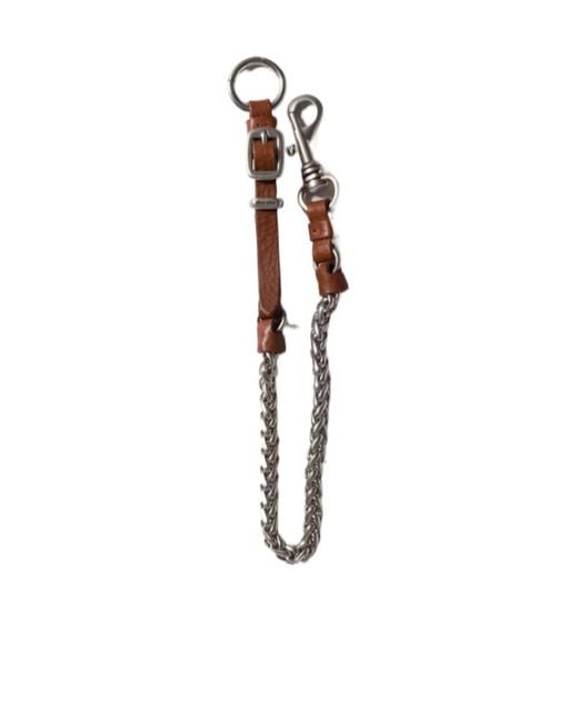 Miu Miu White Metal And Leather Key Ring Trick