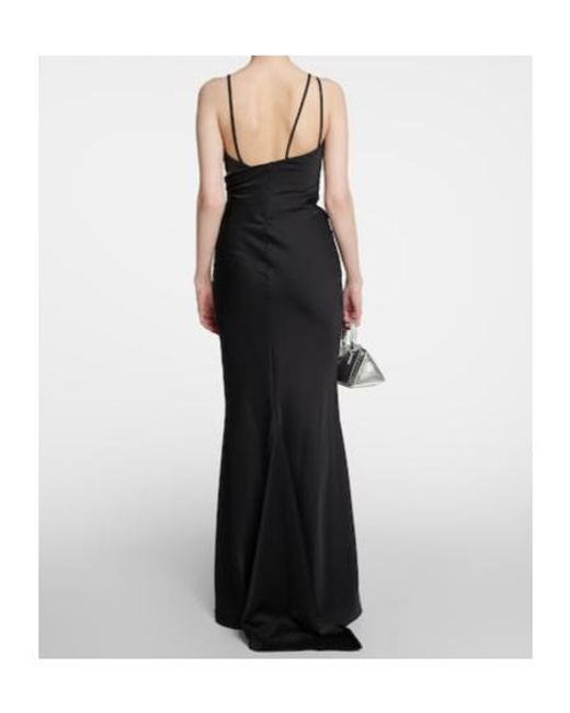The Attico Black Melva Asymmetric Maxi Dress