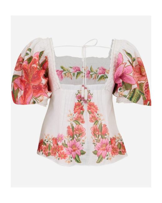 Farm Rio Red Summer Fruit Printed Blouse