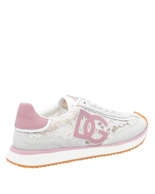 Dolce & Gabbana Pink Logo Patch Sneakers