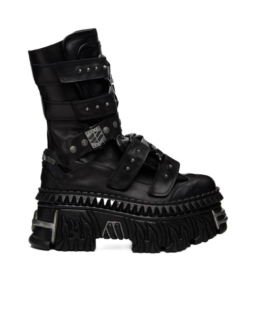 Vetements Black X New Rock Collaboration Gamer Studded Mid-Calf Boots for men