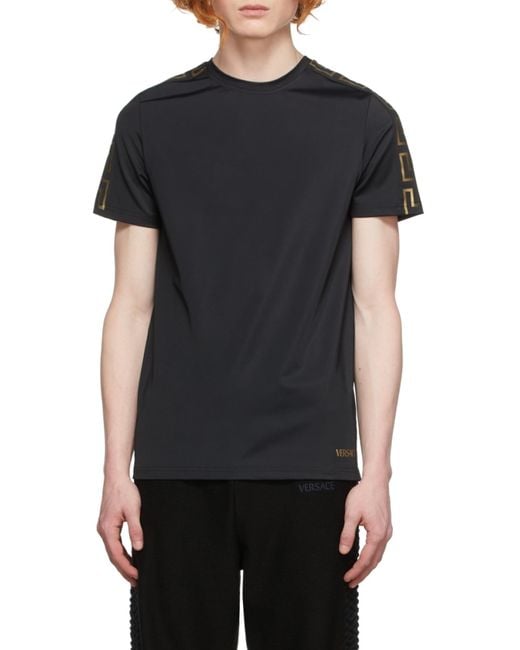 VERSACE｜SHORT-SLEEVED ROUND NECK T-SHIRTS (LA GRECA LOG Versace Round Neck Short Sleeves Greca Detailing In White