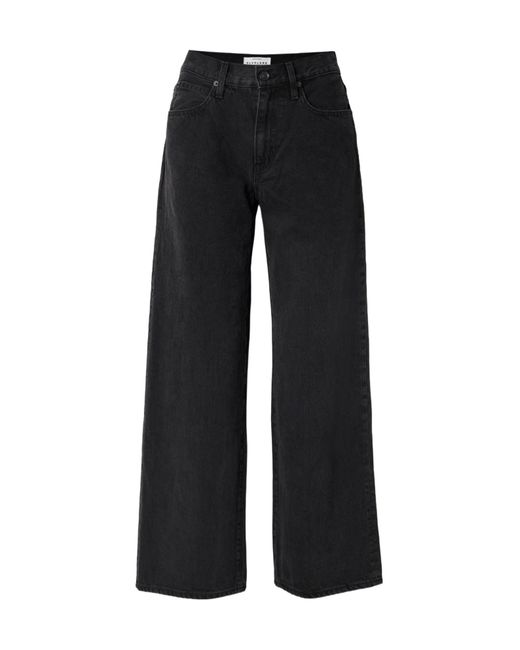 SLVRLAKE Denim Black Noah Relaxed Turn Up High-Rise Straight-Leg Jeans