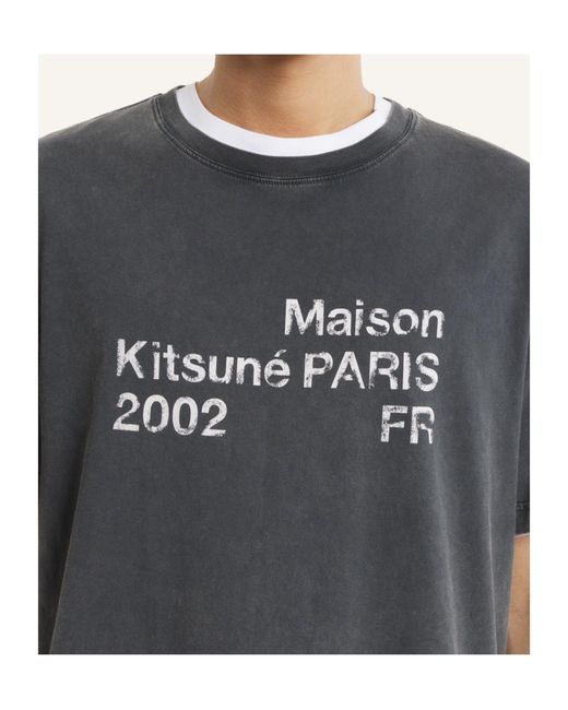 Maison Kitsuné Black Maison Kitsuné 2002 Logo T-Shirt for men