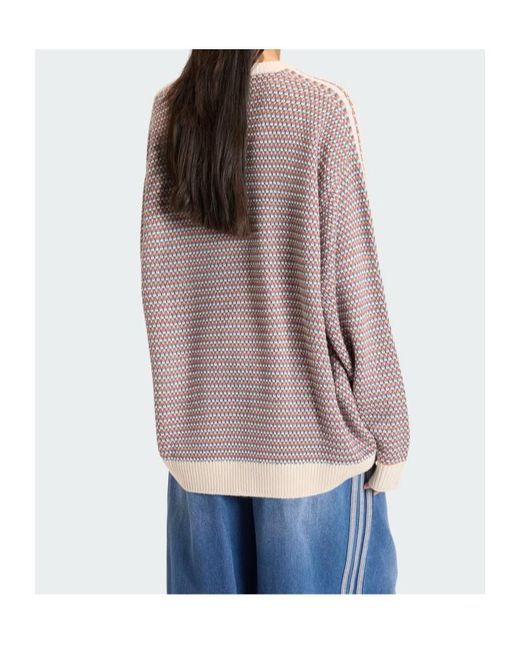 Adidas Originals Multicolor Trefoil-Embroidered 3-Stripes Sweater