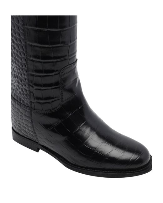 Via Roma 15 Black Round-Toe Ankle Boots