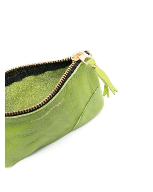 Comme des Garçons Green Washed Zip-Up Leather Pouch for men