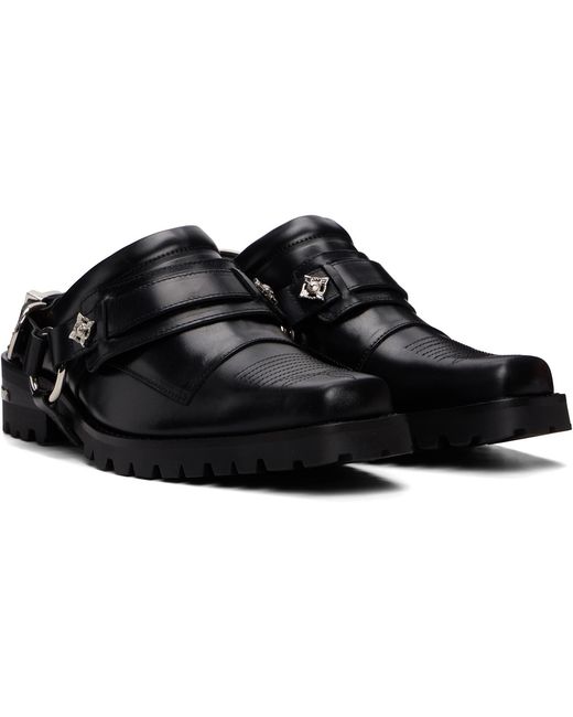 Toga Virilis Black Leather Slip-On Loafers for men