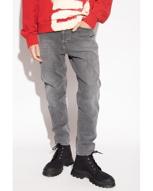 DIESEL Gray Slim Fit Cropped Jeans for men