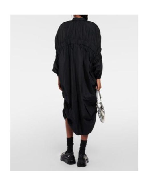 Comme des Garçons Black Draped Cotton Midi Dress