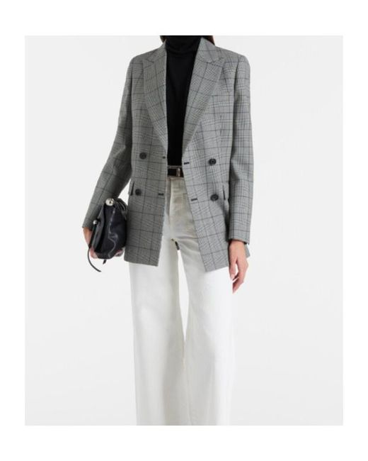 Nili Lotan Gray Weston Plaid Virgin Wool Blazer