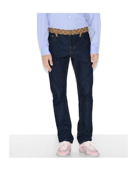 Gucci Blue Tapered Denim Pants for men