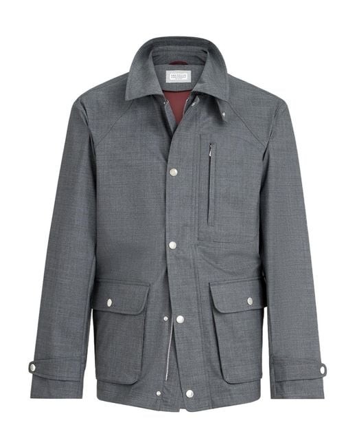 Brunello Cucinelli Gray Wool Jacket for men