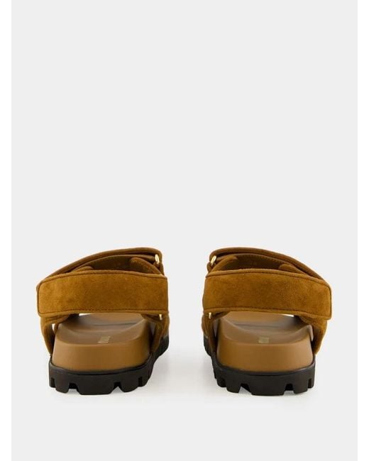 Miu Miu Brown Double Strap Flat Sandals