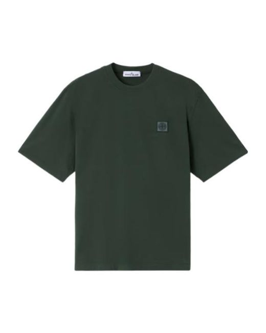 Stone Island Green Logo Patch Crewneck T-Shirt for men