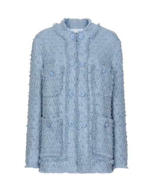 Dolce & Gabbana Blue 4 Pockets Tweed Jacket