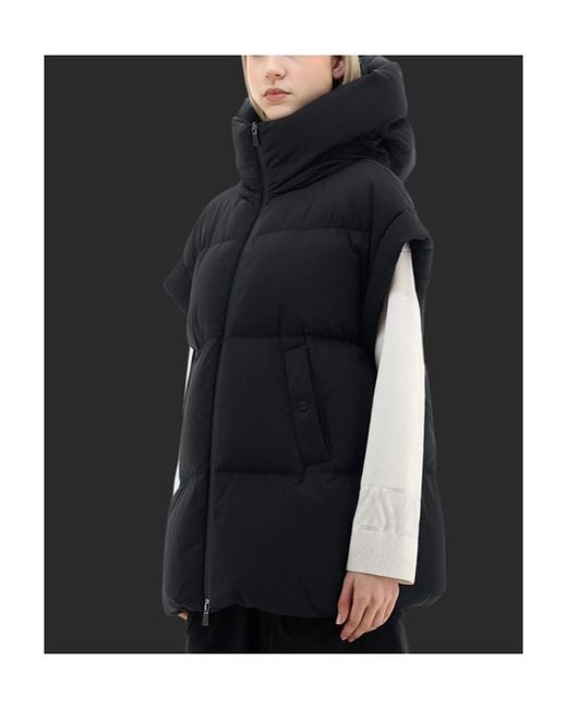 Herno Black Short-Sleeved High-Neck Down Jacket