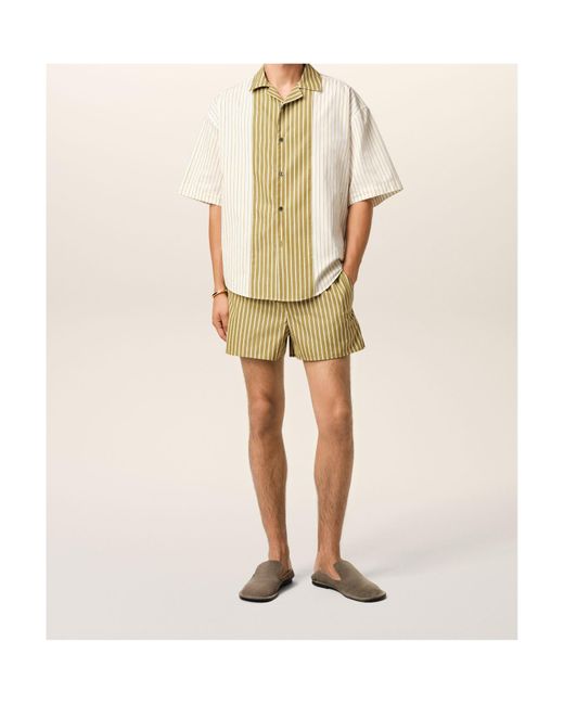 AMI Yellow Ami Striped Elasticated Shorts for men