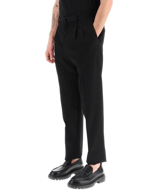 Lanvin Black Pressed-Crease Straight-Leg Trousers for men