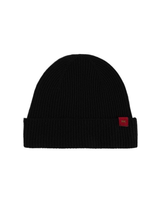 Kiton Black Ribbed Hat for men