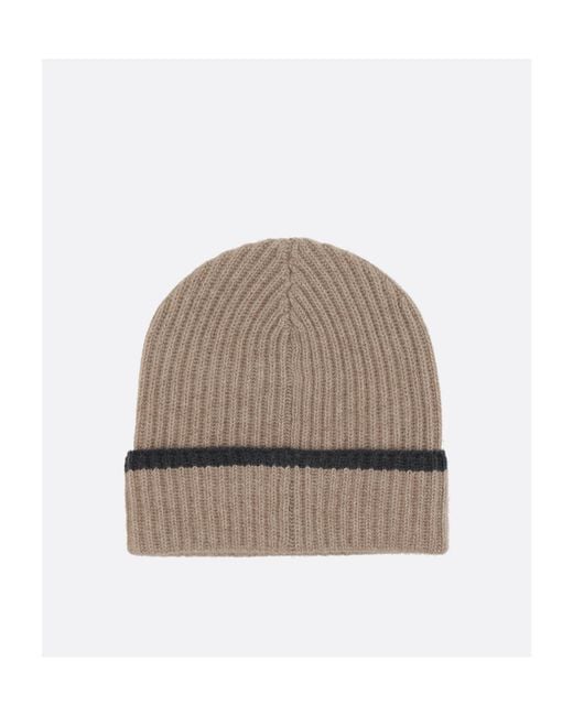 Brunello Cucinelli Gray Embellished Ribbed-Knit Beanie