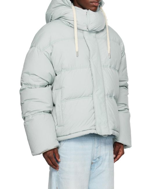 AMI Blue Logo-Patch Padded Jacket for men