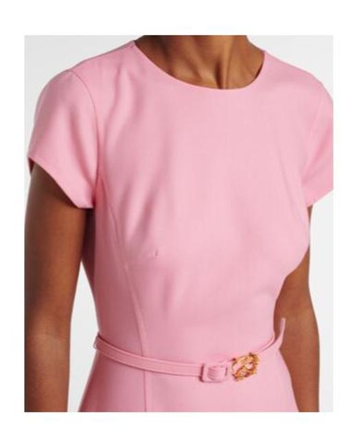 Oscar de la Renta Pink Wool-Blend Midi Dress