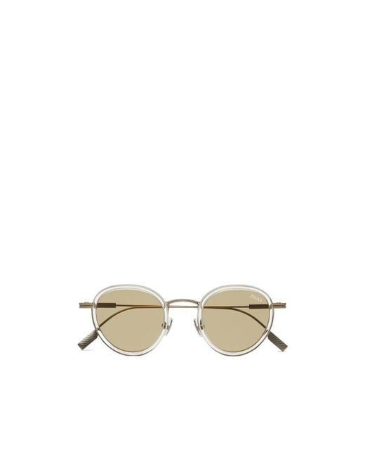 Zegna Metallic Transparent Titanium And Acetate Sunglasses