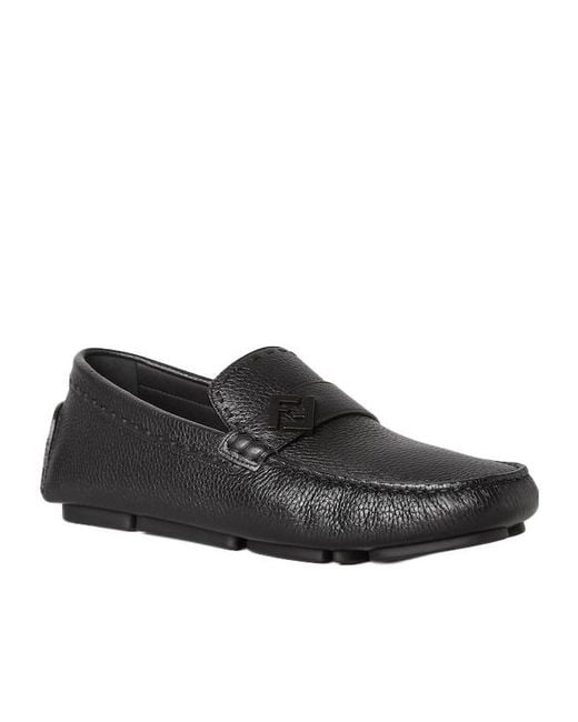 Fendi Black Selleria Driving Loafers for men