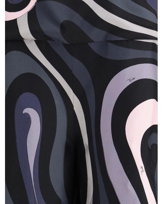 Emilio Pucci Black Pucci V-Neck Printed Sleeveless Jumpsuit