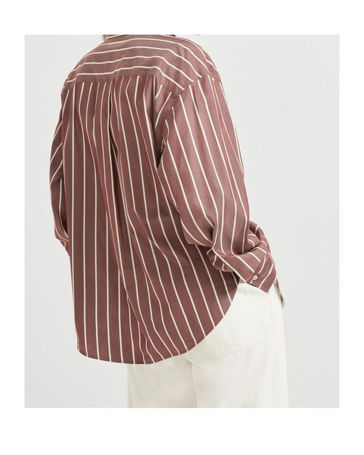 Brunello Cucinelli Pink Striped Poplin Shirt