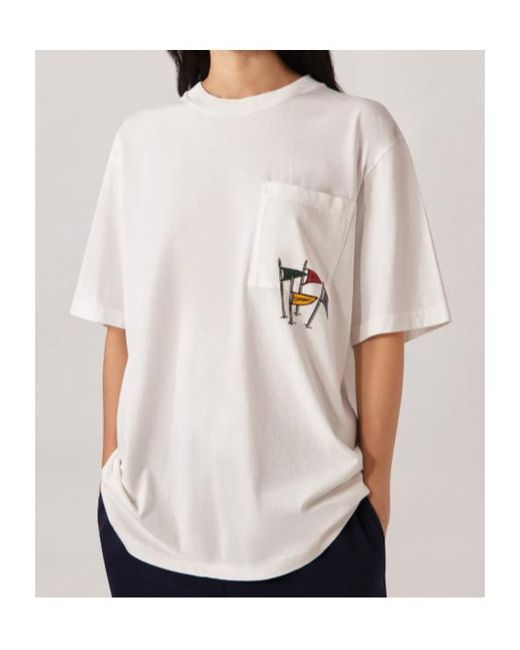 Autry White Flag-Print Crew-Neck T-Shirt for men