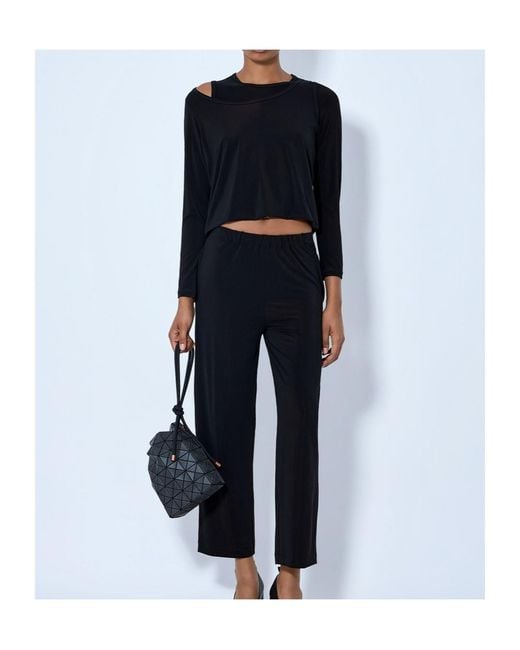 Issey Miyake Blue Long Sleeve Cropped Top