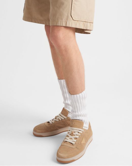 Prada Natural Downtown Suede Sneakers for men